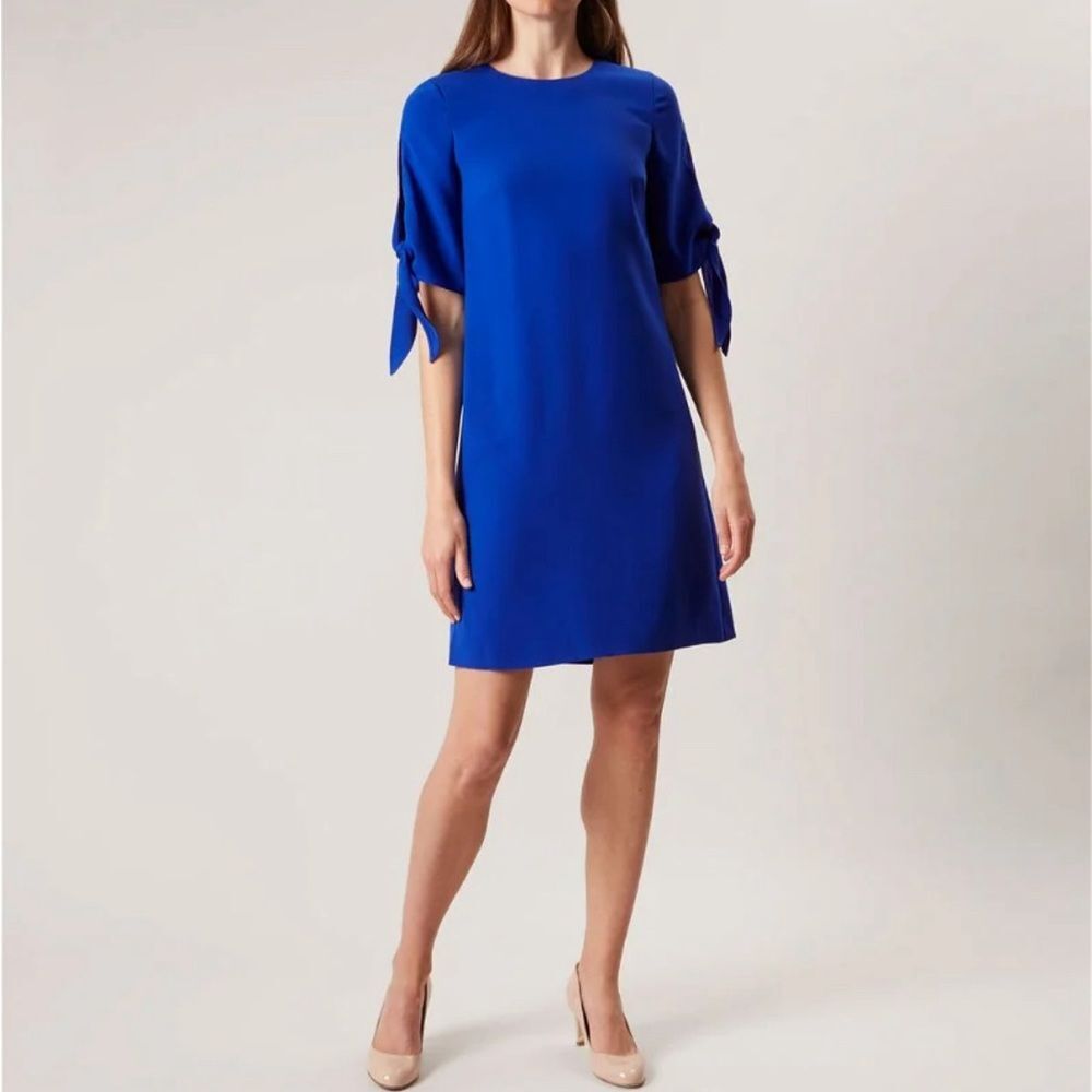 Ronni Nicole cobalt royal blue short tie sleeve shift dress size 6
